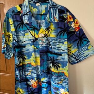 Palmwave Hawai’i Surfer on Wave Blue Shirt XL